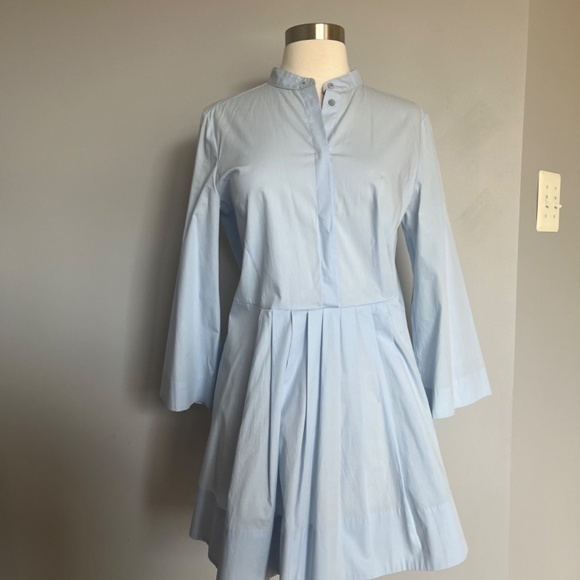 Marella Max Mara Blue Cotton‎ Voluminous A-line Pleated Casual Shirt Dress Mediu - Picture 5 of 8